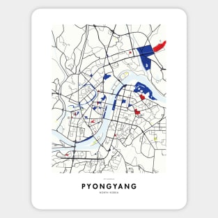 Pyongyang (North Korea) Map x Piet Mondrian Sticker